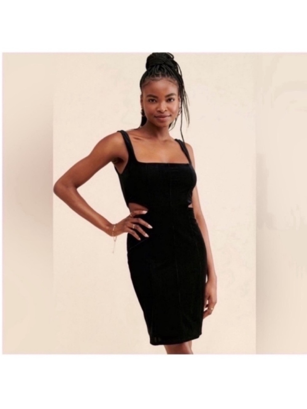 AFRM Black Velvet Paradiso Cutout Mini Dress NWT Small